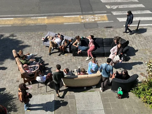 Dana sharing stories with community members